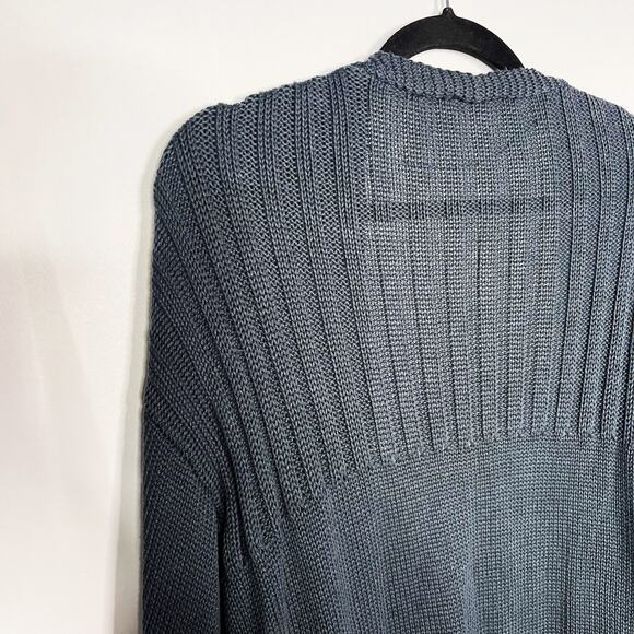 Hem & Thread M Teal Blue Green Chunky Knit Open Front Cardigan Sweater Textured - Picture 5 of 8